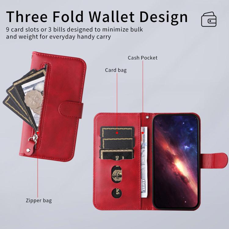 Fashion Calf Texture Zipper Leather Phone Case