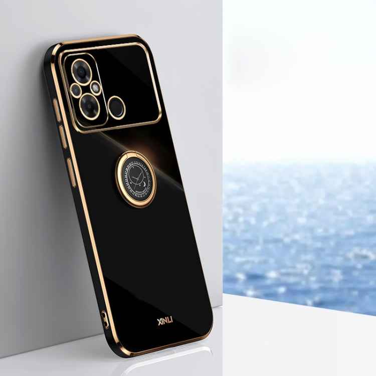 XINLI Straight Edge 6D Electroplate TPU Phone Case with Ring Holder, For Xiaomi Civi 3 5G, For Xiaomi Poco C55 4G, For Xiaomi Redmi Note 12 5G Global