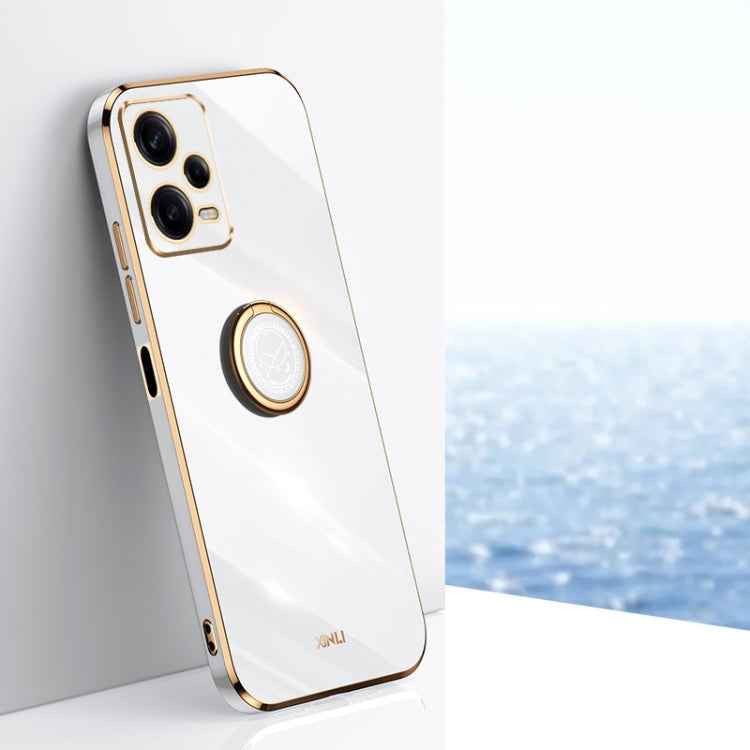 XINLI Straight Edge 6D Electroplate TPU Phone Case with Ring Holder, For Xiaomi Civi 3 5G, For Xiaomi Poco C55 4G, For Xiaomi Redmi Note 12 5G Global