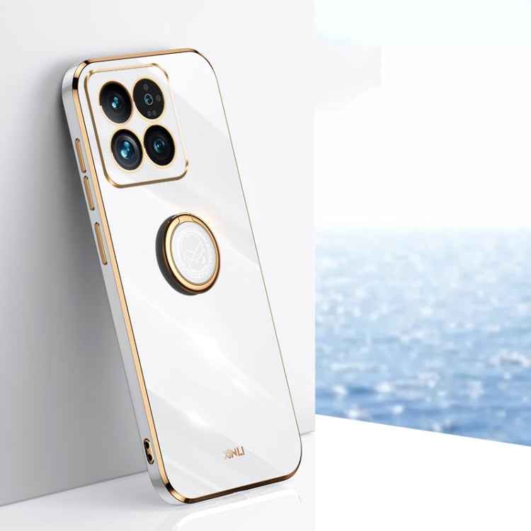 XINLI Straight Edge 6D Electroplate TPU Phone Case with Ring Holder, For Redmi 14C 4G, For Xiaomi Redmi Note 13 Pro 4G, For Xiaomi Redmi Note 13 4G, For Xiaomi Redmi 13C 5G, For Xiaomi Redmi K70E, For Xiaomi 14 Pro