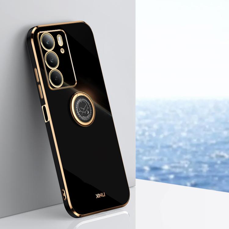 XINLI Straight Edge 6D Electroplate TPU Phone Case with Ring Holder, For Realme C75, For Realme GT 7 Pro 5G, For Realme Note 60 4G, For Realme 13 Pro Global, For Realme 11 5G, For Realme C53 2023