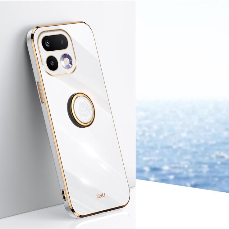 XINLI Straight Edge 6D Electroplate TPU Phone Case with Ring Holder, For Realme Note 80 4G, For Realme 16 Pro 5G, For Realme GT 8 Pro 5G, For Realme 15 5G Global, For Realme 14 5G Global, For Realme Neo7X