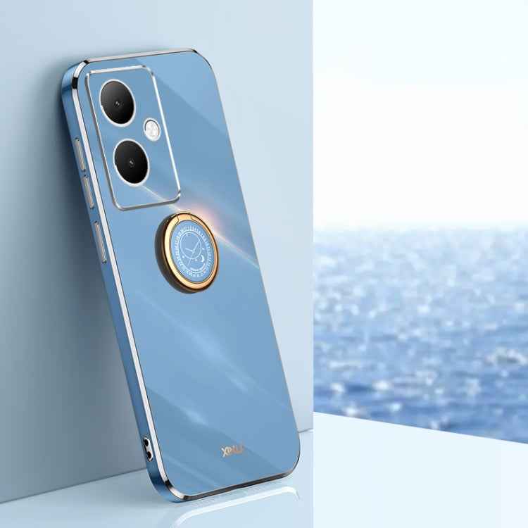 XINLI Straight Edge 6D Electroplate TPU Phone Case with Ring Holder, For vivo S17e, For vivo Y78+, For vivo iQOO Pro