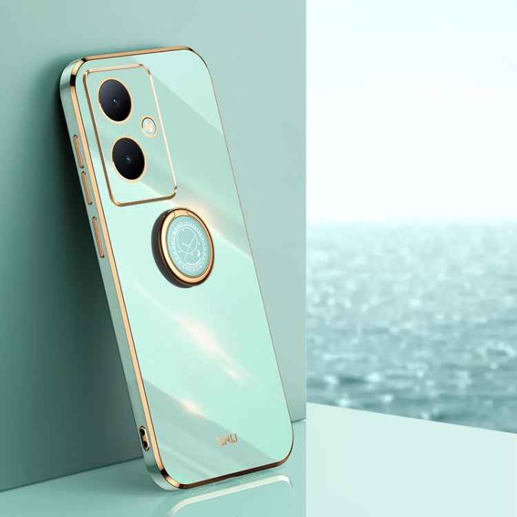 XINLI Straight Edge 6D Electroplate TPU Phone Case with Ring Holder, For vivo S17e, For vivo Y78+, For vivo iQOO Pro