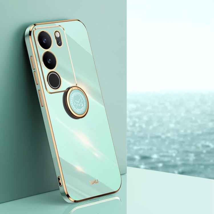 XINLI Straight Edge 6D Electroplate TPU Phone Case with Ring Holder, For vivo X100 Pro 5G, For vivo iQOO 12 Pro 5G, For vivo iQOO 12 5G, For vivo Y17S 4G, For vivo Y35M+, For vivo S17