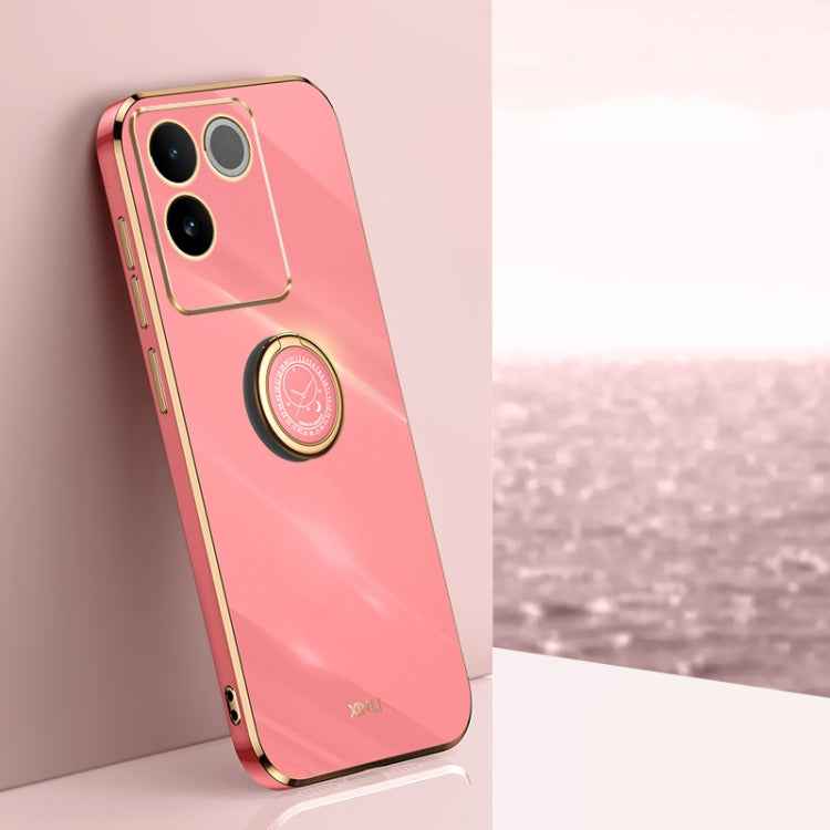 XINLI Straight Edge 6D Electroplate TPU Phone Case with Ring Holder, For vivo S17e, For vivo Y78+, For vivo iQOO Pro
