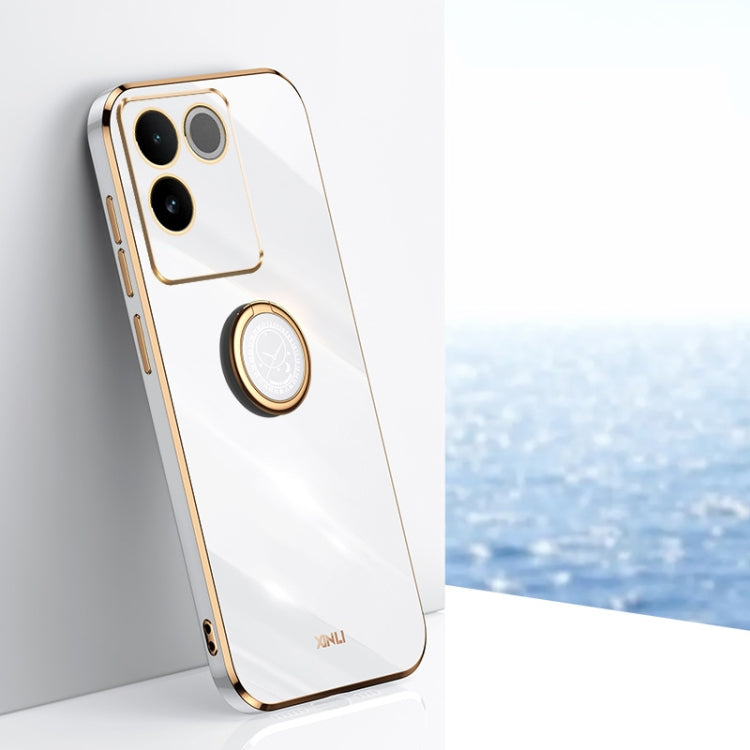XINLI Straight Edge 6D Electroplate TPU Phone Case with Ring Holder, For vivo Y17S 4G, For vivo Y35M+, For vivo S17, For vivo S17e, For vivo Y78+, For vivo iQOO Pro