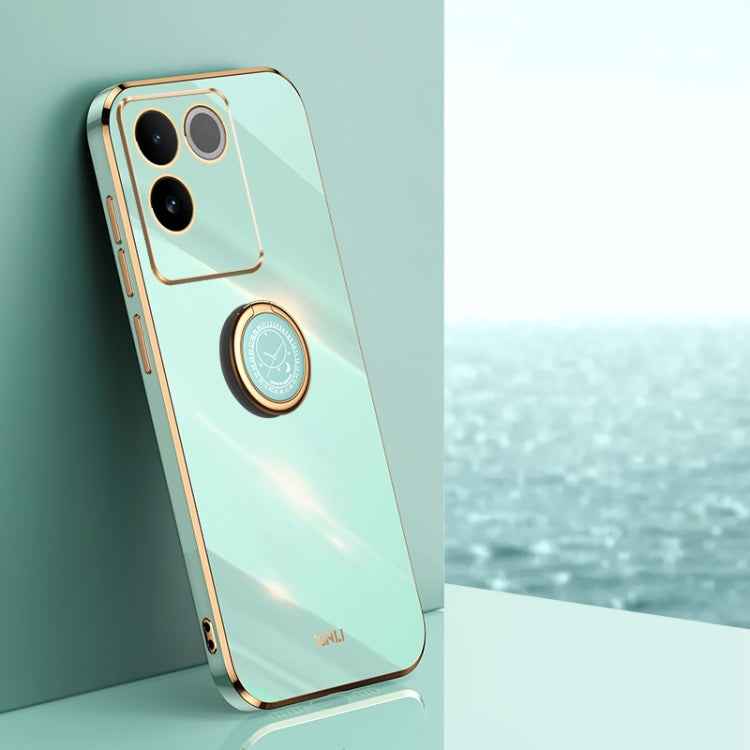 XINLI Straight Edge 6D Electroplate TPU Phone Case with Ring Holder, For vivo S17e, For vivo Y78+, For vivo iQOO Pro