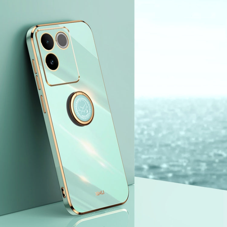 XINLI Straight Edge 6D Electroplate TPU Phone Case with Ring Holder, For vivo Y17S 4G, For vivo Y35M+, For vivo S17, For vivo S17e, For vivo Y78+, For vivo iQOO Pro