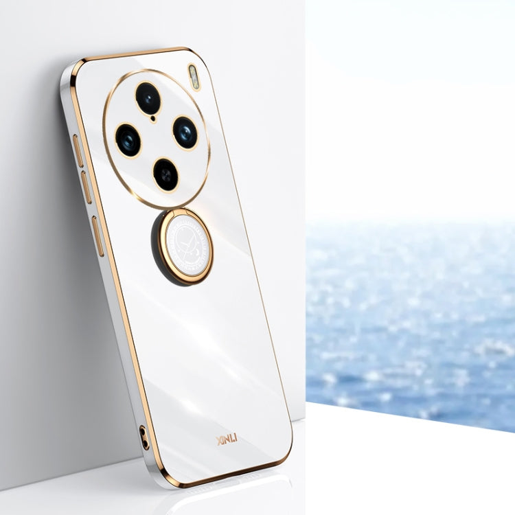 XINLI Straight Edge 6D Electroplate TPU Phone Case with Ring Holder, For vivo V40 Lite 5G, For vivo S18 Pro, For vivo S18e, For vivo X100 Pro 5G, For vivo iQOO 12 Pro 5G, For vivo iQOO 12 5G