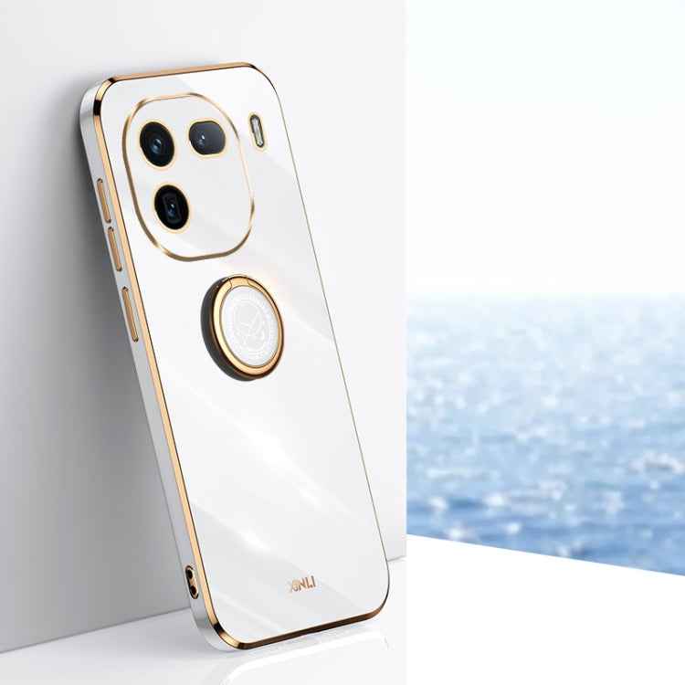 XINLI Straight Edge 6D Electroplate TPU Phone Case with Ring Holder, For vivo X100 Pro 5G, For vivo iQOO 12 Pro 5G, For vivo iQOO 12 5G, For vivo Y17S 4G, For vivo Y35M+, For vivo S17