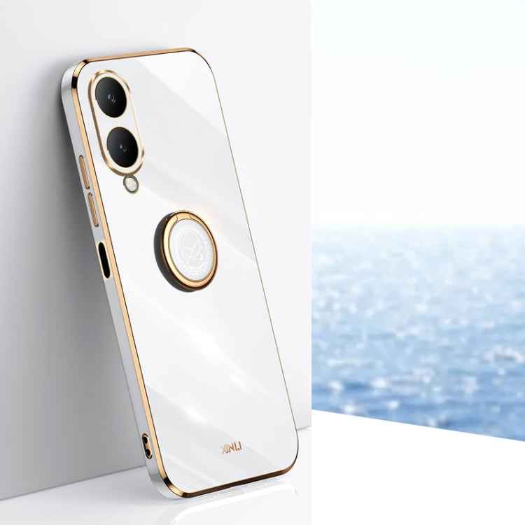 XINLI Straight Edge 6D Electroplate TPU Phone Case with Ring Holder, For vivo X100 Pro 5G, For vivo iQOO 12 Pro 5G, For vivo iQOO 12 5G, For vivo Y17S 4G, For vivo Y35M+, For vivo S17
