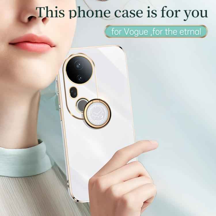 XINLI Straight Edge 6D Electroplate TPU Phone Case with Ring Holder, For vivo S20 Pro, For vivo iQOO 13, For vivo Y300 Pro, For vivo V40 Lite 5G, For vivo S18 Pro, For vivo S18e