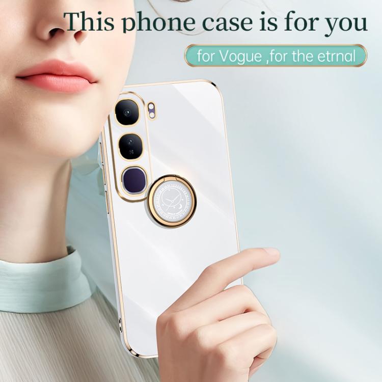 XINLI Straight Edge 6D Electroplate TPU Phone Case with Ring Holder, For vivo V40 Lite 5G, For vivo S18 Pro, For vivo S18e, For vivo X100 Pro 5G, For vivo iQOO 12 Pro 5G, For vivo iQOO 12 5G