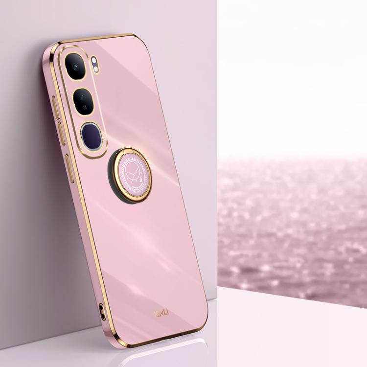 XINLI Straight Edge 6D Electroplate TPU Phone Case with Ring Holder, For vivo V40 Lite 5G, For vivo S18 Pro, For vivo S18e, For vivo X100 Pro 5G, For vivo iQOO 12 Pro 5G, For vivo iQOO 12 5G
