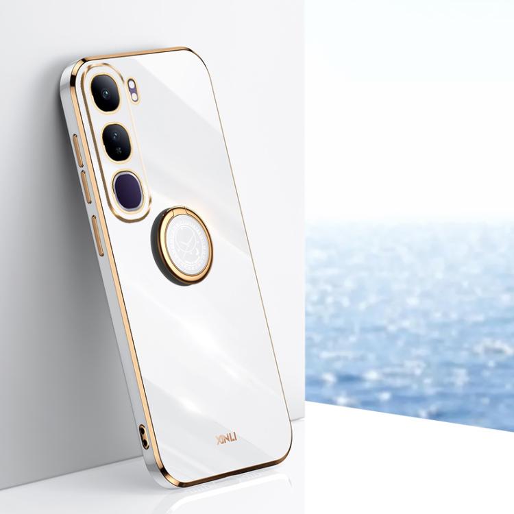 XINLI Straight Edge 6D Electroplate TPU Phone Case with Ring Holder, For vivo V40 Lite 5G, For vivo S18 Pro, For vivo S18e, For vivo X100 Pro 5G, For vivo iQOO 12 Pro 5G, For vivo iQOO 12 5G