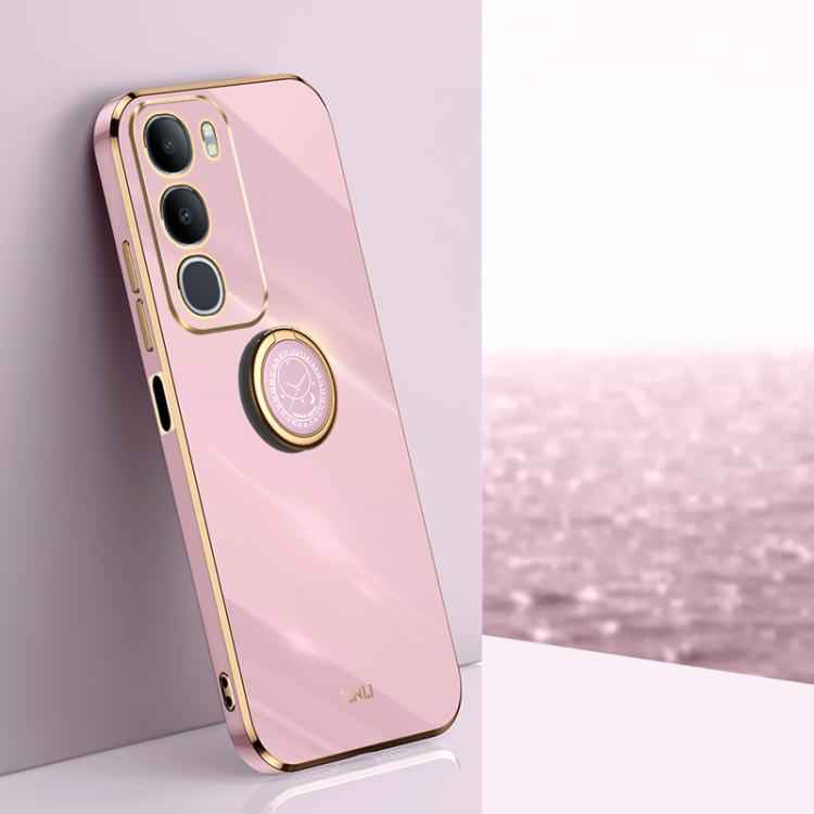 XINLI Straight Edge 6D Electroplate TPU Phone Case with Ring Holder, For vivo X300 Pro, For vivo X300 5G, For vivo V60 Lite 5G, For vivo Y50 5G, For vivo Y500 5G, For vivo V60 5G Global