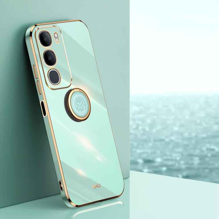 XINLI Straight Edge 6D Electroplate TPU Phone Case with Ring Holder, For vivo X300 Pro, For vivo X300 5G, For vivo V60 Lite 5G, For vivo Y50 5G, For vivo Y500 5G, For vivo V60 5G Global