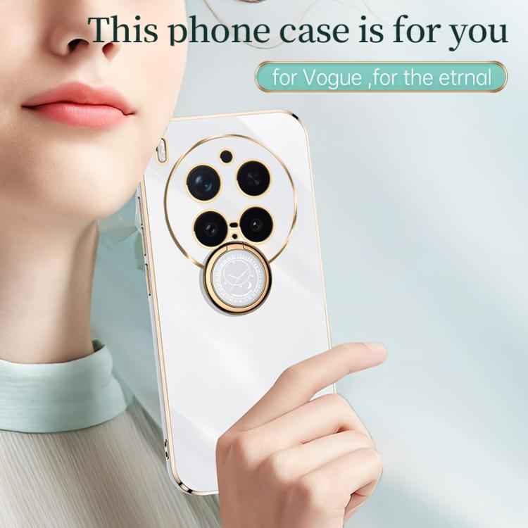 XINLI Straight Edge 6D Electroplate TPU Phone Case with Ring Holder, For vivo X300 Pro, For vivo X300 5G, For vivo V60 Lite 5G, For vivo Y50 5G, For vivo Y500 5G, For vivo V60 5G Global
