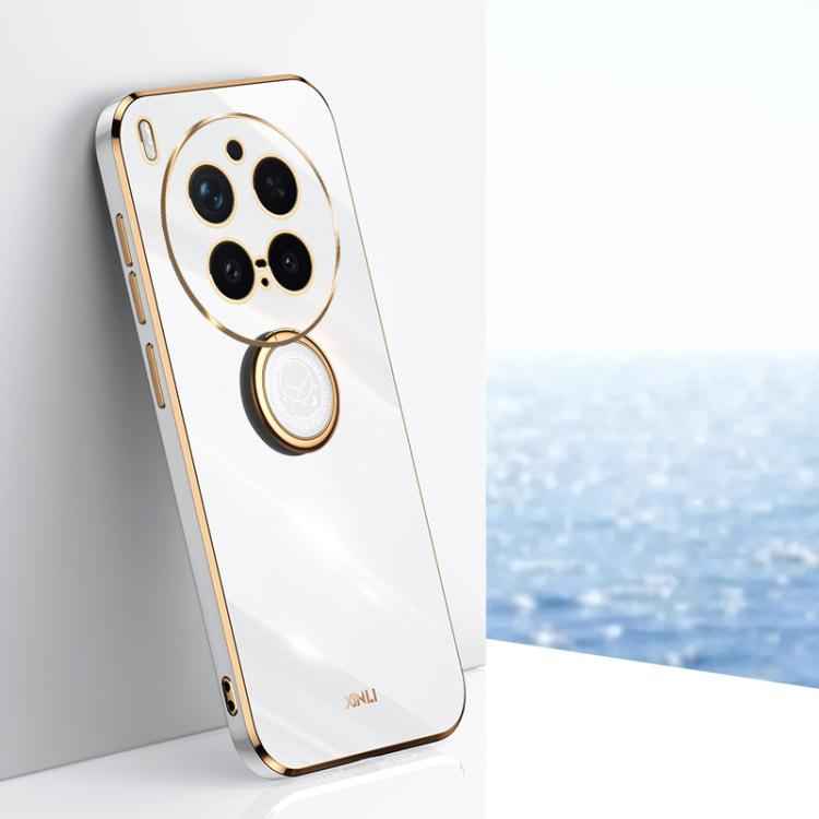 XINLI Straight Edge 6D Electroplate TPU Phone Case with Ring Holder, For vivo X300 Pro, For vivo X300 5G, For vivo V60 Lite 5G, For vivo Y50 5G, For vivo Y500 5G, For vivo V60 5G Global