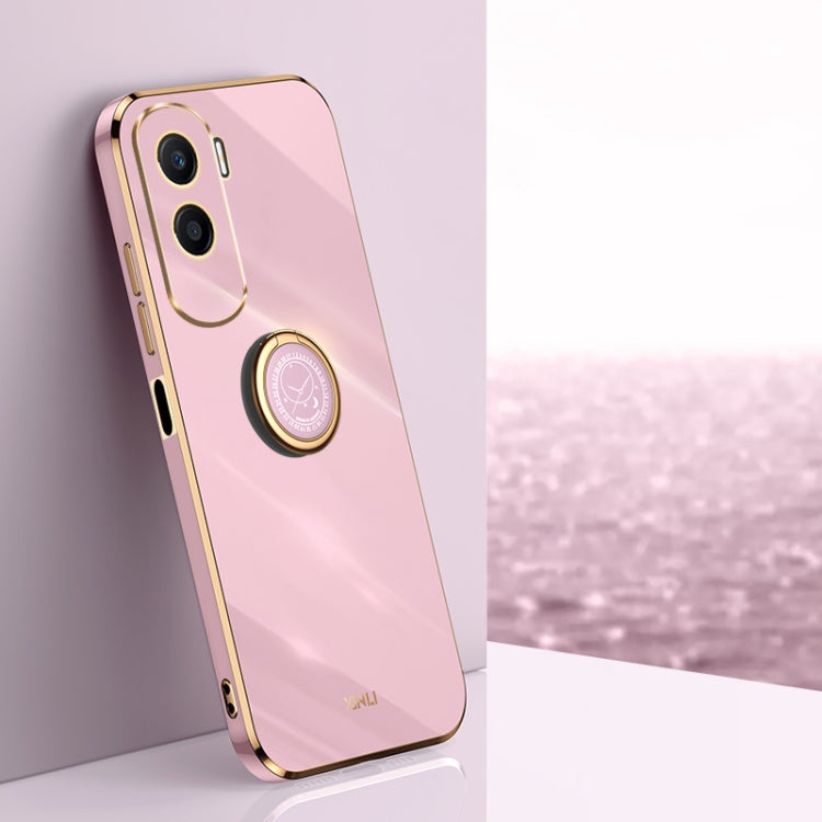 XINLI Straight Edge 6D Electroplate TPU Phone Case with Ring Holder, For Honor 100, For Honor X50i+ 5G, For Honor Play 50 Plus 5G, For Honor 90 Pro, For Honor 90, For Honor X50i 5G