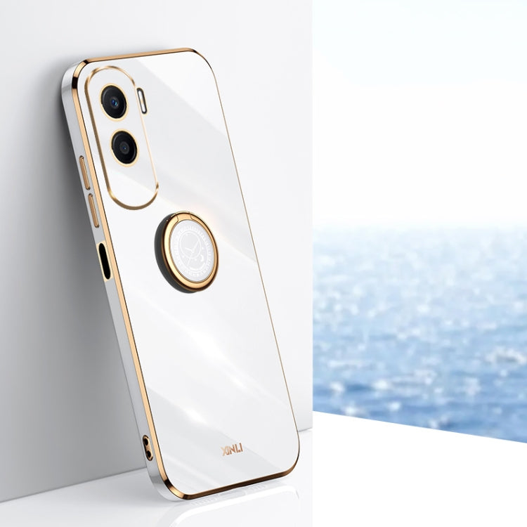 XINLI Straight Edge 6D Electroplate TPU Phone Case with Ring Holder, For Honor 100, For Honor X50i+ 5G, For Honor Play 50 Plus 5G, For Honor 90 Pro, For Honor 90, For Honor X50i 5G