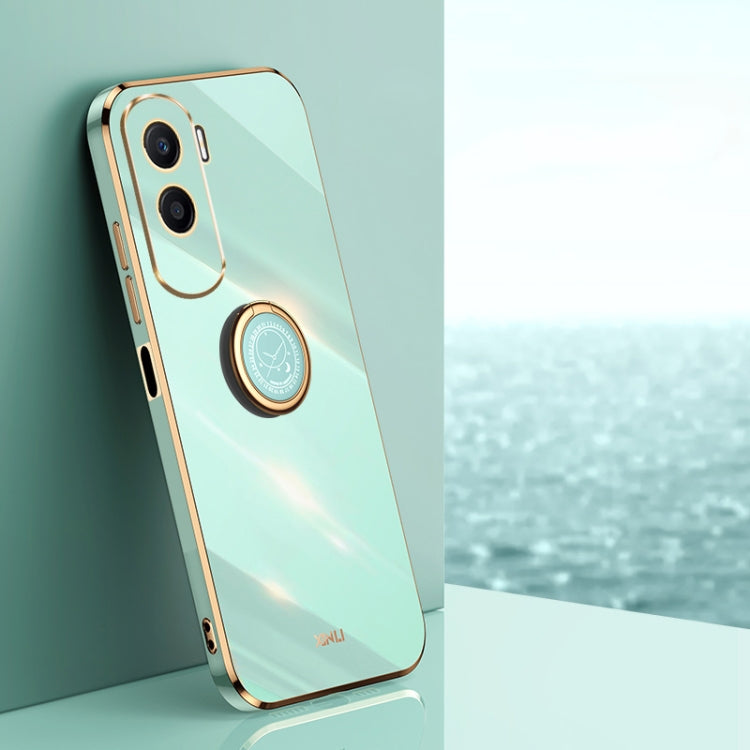XINLI Straight Edge 6D Electroplate TPU Phone Case with Ring Holder, For Honor 100, For Honor X50i+ 5G, For Honor Play 50 Plus 5G, For Honor 90 Pro, For Honor 90, For Honor X50i 5G