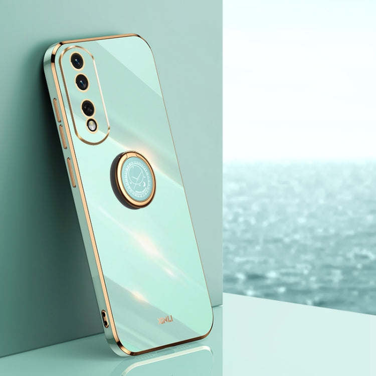 XINLI Straight Edge 6D Electroplate TPU Phone Case with Ring Holder, For Honor 100, For Honor X50i+ 5G, For Honor Play 50 Plus 5G, For Honor 90 Pro, For Honor 90, For Honor X50i 5G