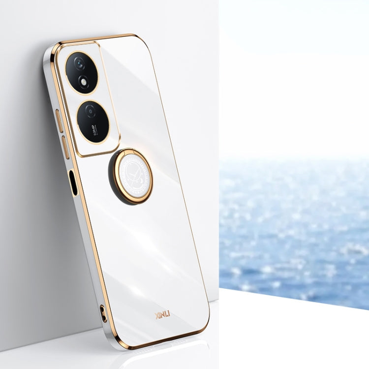 XINLI Straight Edge 6D Electroplate TPU Phone Case with Ring Holder