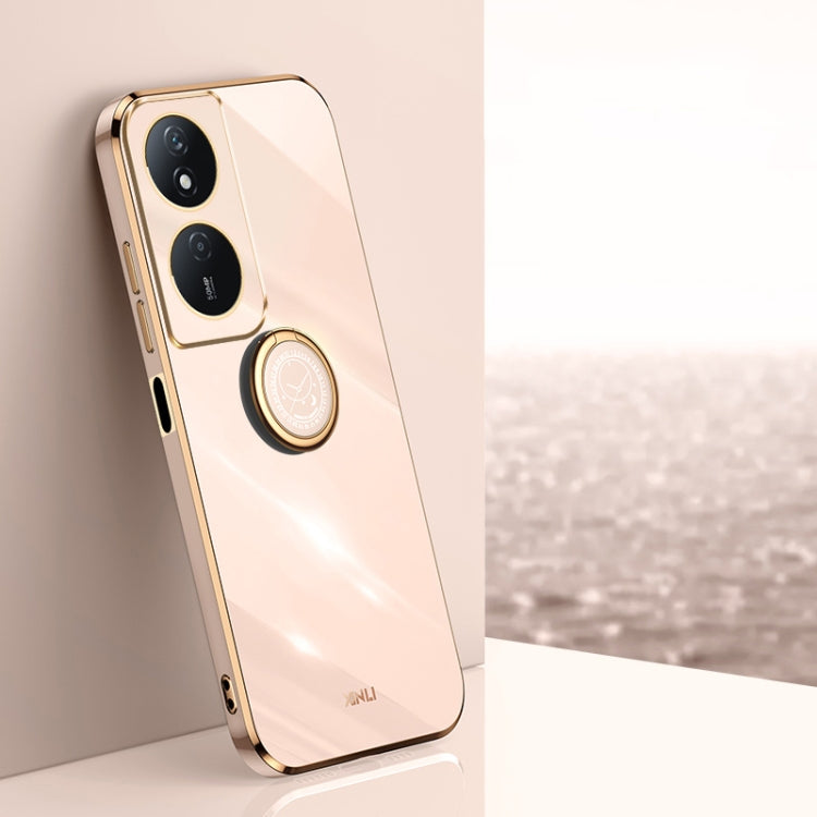 XINLI Straight Edge 6D Electroplate TPU Phone Case with Ring Holder