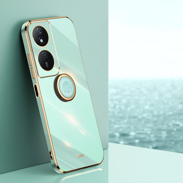 XINLI Straight Edge 6D Electroplate TPU Phone Case with Ring Holder