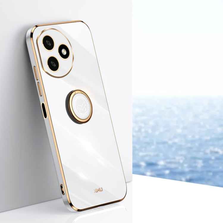 XINLI Straight Edge 6D Electroplate TPU Phone Case with Ring Holder
