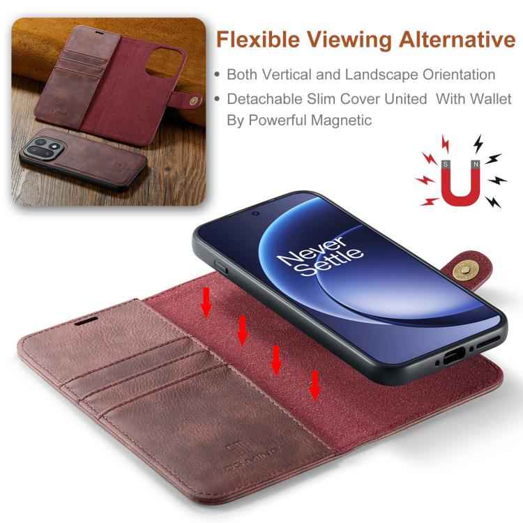 DG.MING Crazy Horse Texture Detachable Magnetic Leather Case, For OnePlus 15, For OnePlus 12, For OnePlus 11