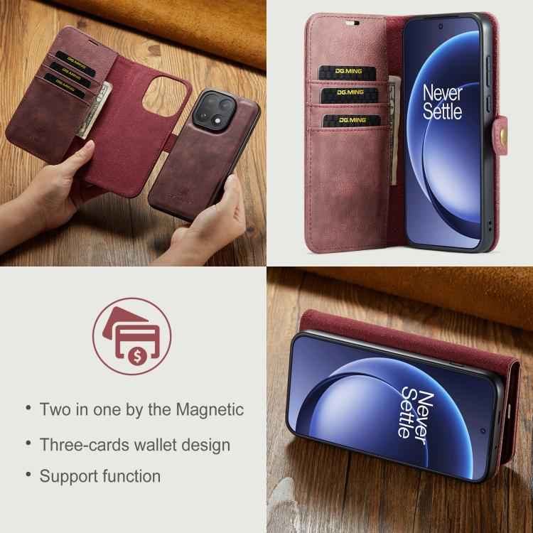 DG.MING Crazy Horse Texture Detachable Magnetic Leather Case, For OnePlus 15, For OnePlus 12, For OnePlus 11