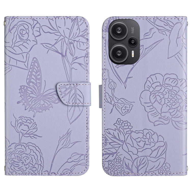 Skin Feel Butterfly Embossed Flip Leather Phone Case, For Xiaomi Poco F5, For Xiaomi Poco F5 Pro, For Xiaomi Redmi Note 12S