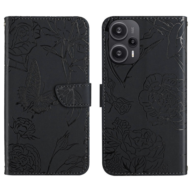 Skin Feel Butterfly Embossed Flip Leather Phone Case, For Xiaomi Poco F5, For Xiaomi Poco F5 Pro, For Xiaomi Redmi Note 12S
