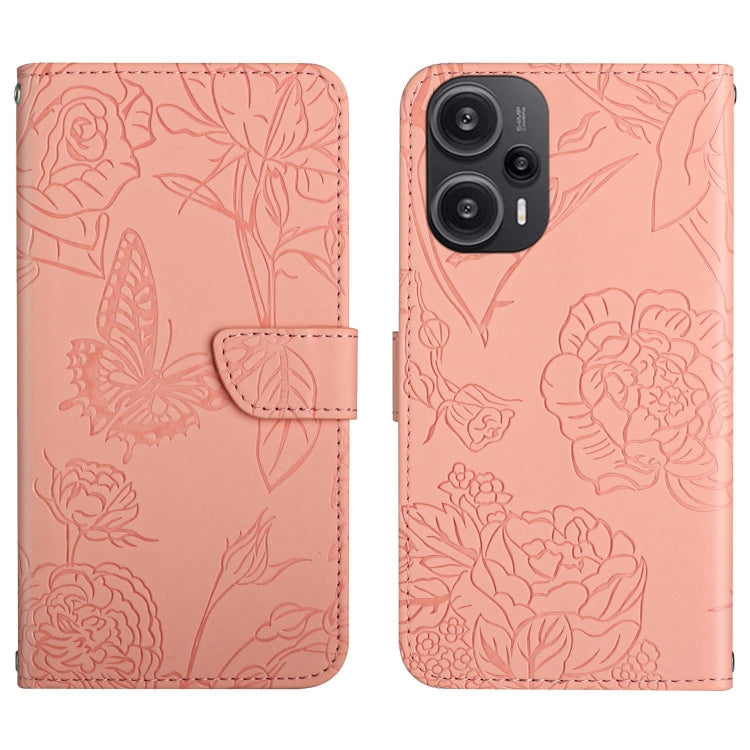 Skin Feel Butterfly Embossed Flip Leather Phone Case, For Xiaomi Poco F5, For Xiaomi Poco F5 Pro, For Xiaomi Redmi Note 12S