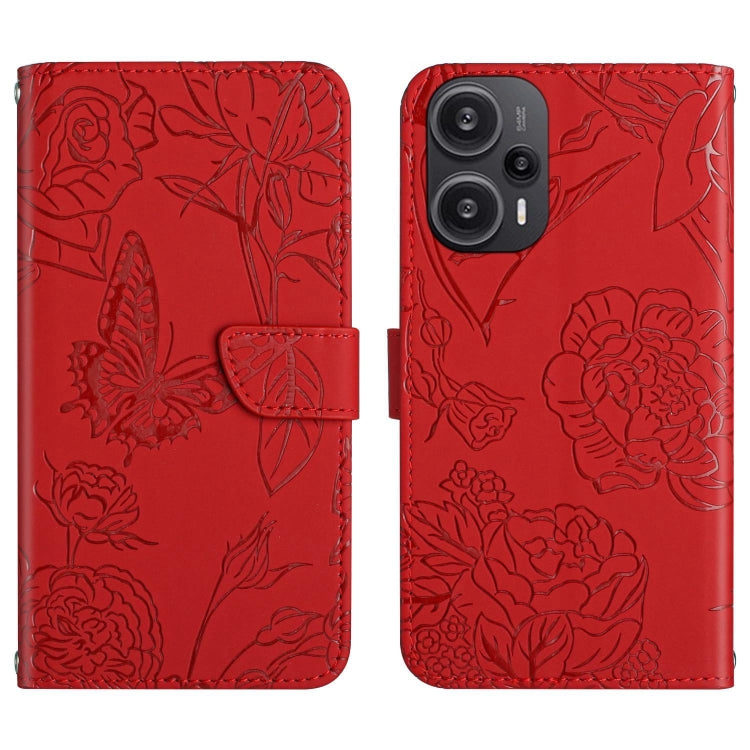 Skin Feel Butterfly Embossed Flip Leather Phone Case, For Xiaomi Poco F5, For Xiaomi Poco F5 Pro, For Xiaomi Redmi Note 12S