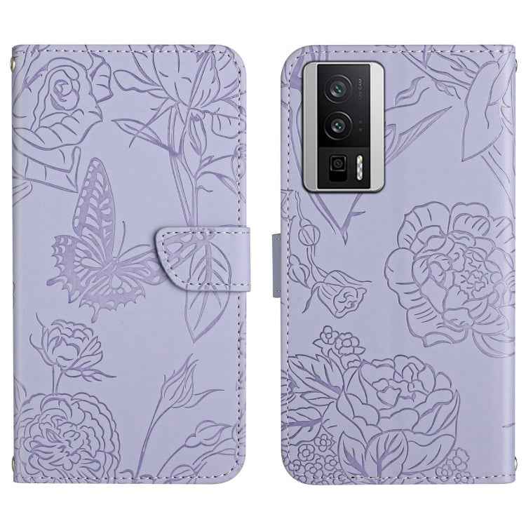 Skin Feel Butterfly Embossed Flip Leather Phone Case, For Xiaomi Poco F5, For Xiaomi Poco F5 Pro, For Xiaomi Redmi Note 12S