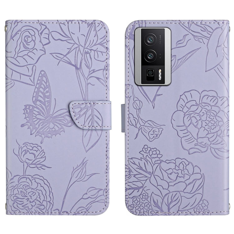 Skin Feel Butterfly Embossed Flip Leather Phone Case, For Xiaomi Poco F5, For Xiaomi Poco F5 Pro, For Xiaomi Redmi Note 12S