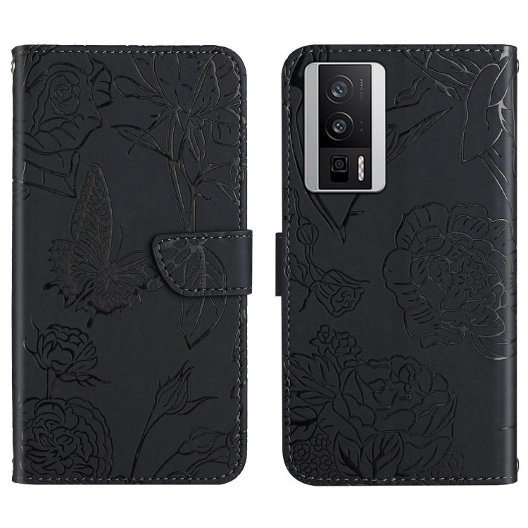Skin Feel Butterfly Embossed Flip Leather Phone Case, For Xiaomi Poco F5, For Xiaomi Poco F5 Pro, For Xiaomi Redmi Note 12S