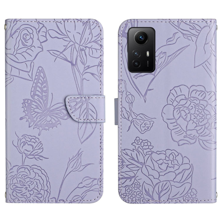 Skin Feel Butterfly Embossed Flip Leather Phone Case, For Xiaomi Poco F5, For Xiaomi Poco F5 Pro, For Xiaomi Redmi Note 12S