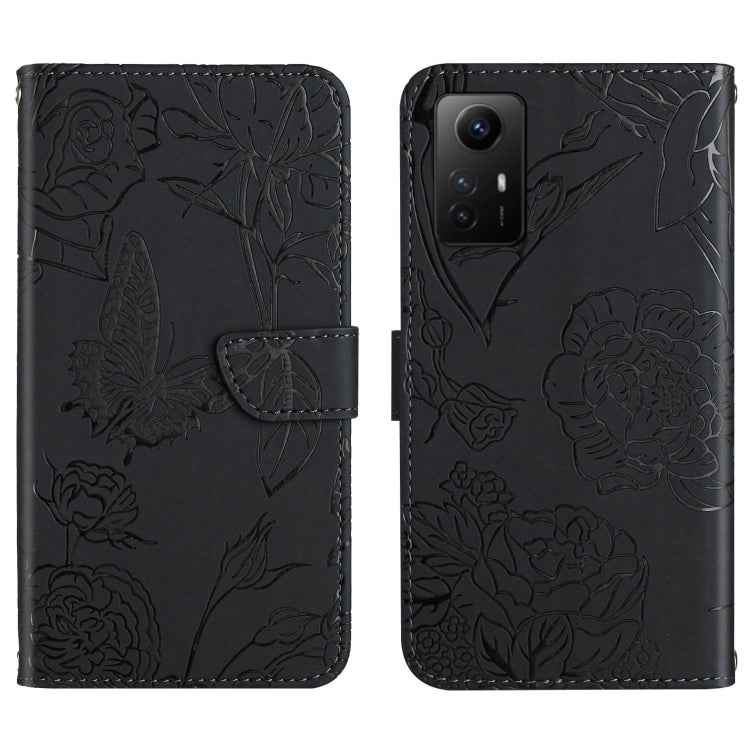 Skin Feel Butterfly Embossed Flip Leather Phone Case, For Xiaomi Poco F5, For Xiaomi Poco F5 Pro, For Xiaomi Redmi Note 12S