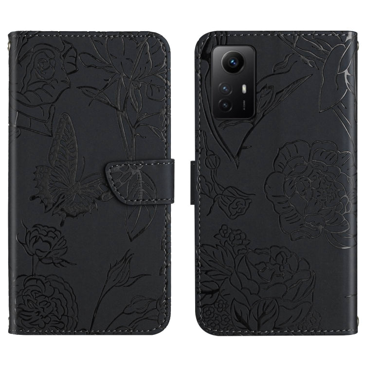 Skin Feel Butterfly Embossed Flip Leather Phone Case, For Xiaomi Poco F5, For Xiaomi Poco F5 Pro, For Xiaomi Redmi Note 12S