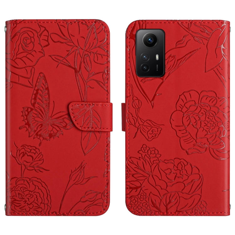 Skin Feel Butterfly Embossed Flip Leather Phone Case, For Xiaomi Poco F5, For Xiaomi Poco F5 Pro, For Xiaomi Redmi Note 12S