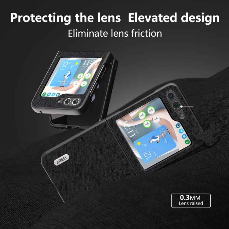 ABEEL Cross Texture Genuine Leather Phone Case