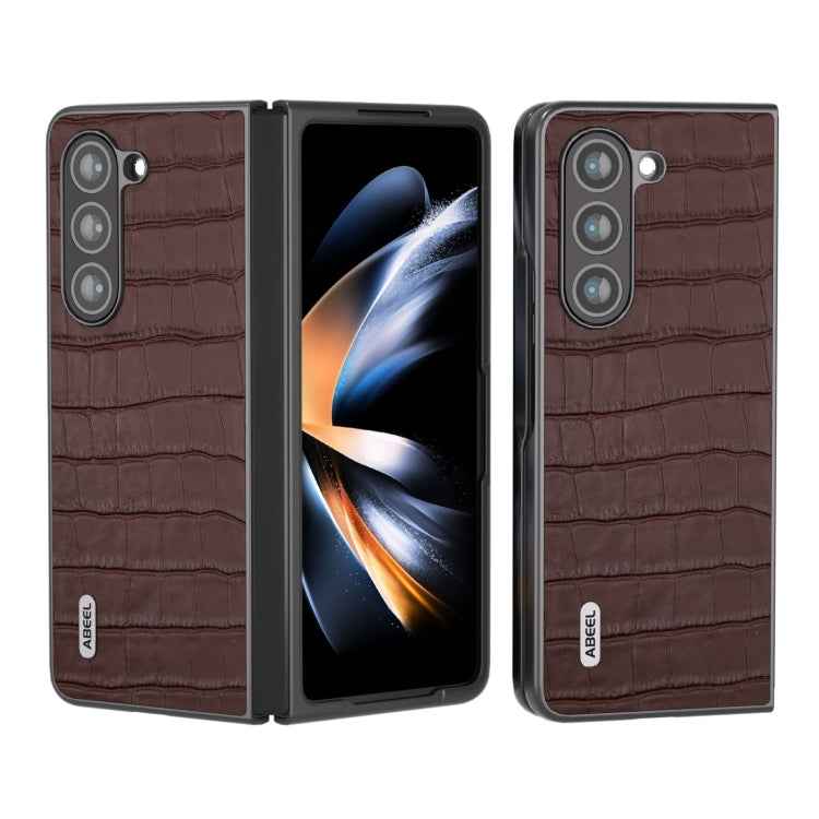 ABEEL Crocodile Texture Genuine Leather Phone Case, For Samsung Galaxy Z Flip6 / Flip7 FE, For Samsung Galaxy Z Fold6, For Samsung Galaxy A05, For Samsung Galaxy S23 FE 5G, For Samsung Galaxy Z Fold5, For Samsung Galaxy Z Flip5
