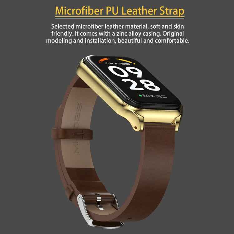 Mijobs Metal Shell Microfiber PU Leather Watch Band