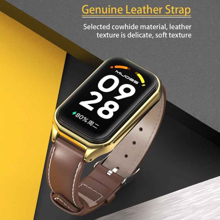 Mijobs Metal Shell Microfiber PU Leather Watch Band