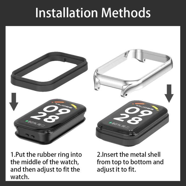 Mijobs Metal Shell Microfiber PU Leather Watch Band